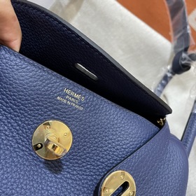 Сумка Hermes Lindy, импортная кожа TC, драгоценный синий цвет с з