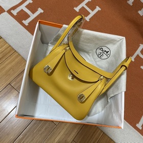 Сумка Hermes Lindy, импортная кожа TC, золотисто-янтарная серебря