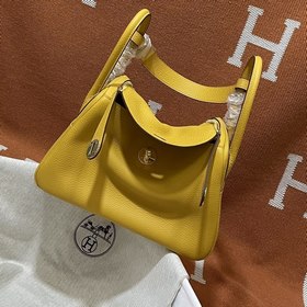 Сумка Hermes Lindy, импортная кожа TC, золотисто-янтарная серебря