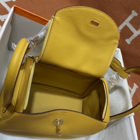 Сумка Hermes Lindy, импортная кожа TC, золотисто-янтарная серебря