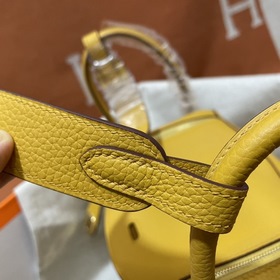 Сумка Hermes Lindy, импортная кожа TC, золотисто-янтарная серебря