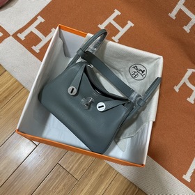 Сумка Hermes Lindy, импортная кожа TC, миндально-зеленая с золоты