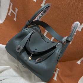Сумка Hermes Lindy, импортная кожа TC, миндально-зеленая с золоты