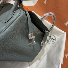 Сумка Hermes Lindy, импортная кожа TC, миндально-зеленая с золоты