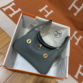 Сумка Hermes Lindy, импортная кожа TC, миндально-зеленая с золоты