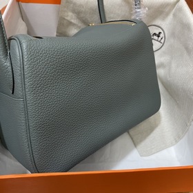 Сумка Hermes Lindy, импортная кожа TC, миндально-зеленая с золоты