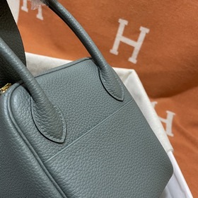 Сумка Hermes Lindy, импортная кожа TC, миндально-зеленая с золоты