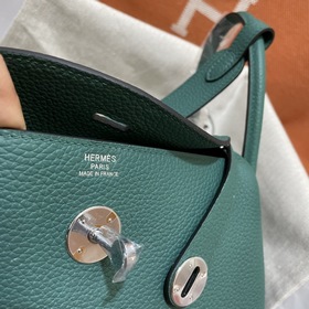 Сумка Hermes Lindy, импортная кожа TC, павлиний зеленый с золотым