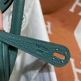Сумка Hermes Lindy, импортная кожа TC, павлиний зеленый с золотым
