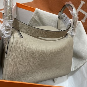 Сумка Hermes Lindy, импортная кожа TC, серо-золотая застежка. Сде