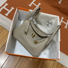 Сумка Hermes Lindy, импортная кожа TC, серо-золотая застежка. Сде