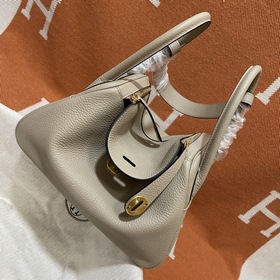 Сумка Hermes Lindy, импортная кожа TC, серо-золотая застежка. Сде