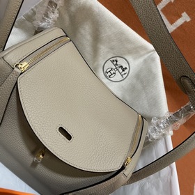 Сумка Hermes Lindy, импортная кожа TC, серо-золотая застежка. Сде