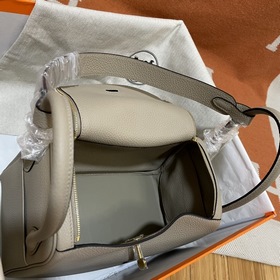 Сумка Hermes Lindy, импортная кожа TC, серо-золотая застежка. Сде