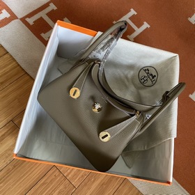 Сумка Hermes Lindy, импортная кожа TC, слоновая кость с золотыми