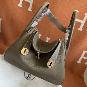 Сумка Hermes Lindy, импортная кожа TC, слоновая кость с золотыми 