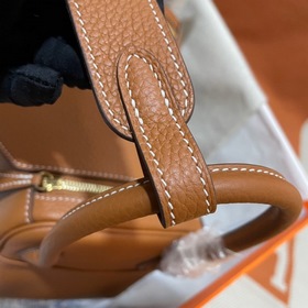 Сумка Hermes Lindy, импортная кожа TC, золотисто-коричневая с зол