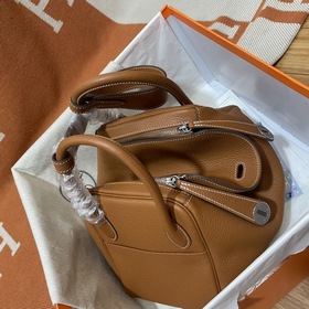 Сумка Hermes Lindy, импортная кожа TC, золотисто-коричневая с зол