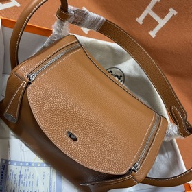 Сумка Hermes Lindy, импортная кожа TC, золотисто-коричневая с зол