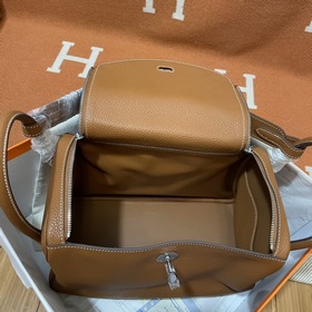 Сумка Hermes Lindy, импортная кожа TC, золотисто-коричневая с зол