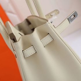Сумка Hermes Birkin, сшитая вручную вощеной нитью, молочно-белого