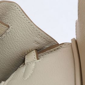 Сумка Hermes Birkin, сшитая вручную вощеной нитью, молочно-белого