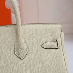 Сумка Hermes Birkin, сшитая вручную вощеной нитью, молочно-белого