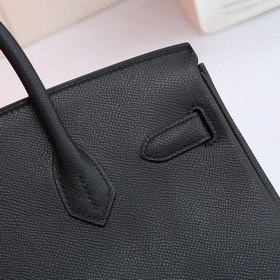 Сумка Hermes Birkin, сшитая вручную вощеной нитью, черная, с золо