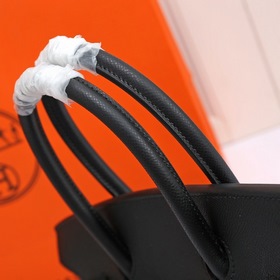 Сумка Hermes Birkin, сшитая вручную вощеной нитью, черная, с золо