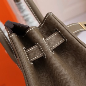 Сумка Hermes Birkin, сшитая вручную вощеной нитью, серого цвета с