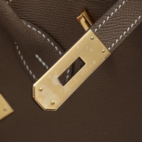 Сумка Hermes Birkin, сшитая вручную вощеной нитью, серого цвета с