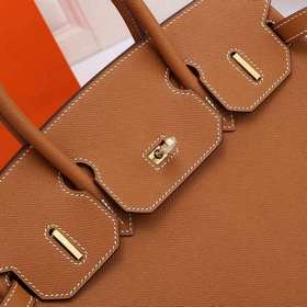 Сумка Hermes Birkin, сшитая вручную вощеной нитью, золотисто-кори