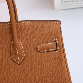 Сумка Hermes Birkin, сшитая вручную вощеной нитью, золотисто-кори