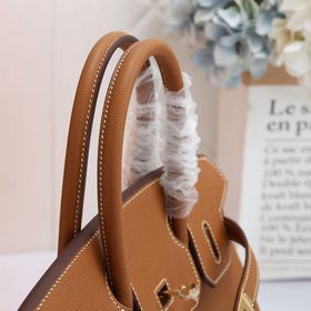 Сумка Hermes Birkin, сшитая вручную вощеной нитью, золотисто-кори