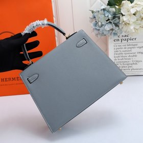 Сумка Hermes Kelly через плечо, льняная, серебряной застежкой, ко