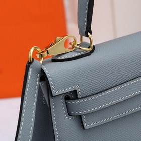 Сумка Hermes Kelly через плечо, льняная, серебряной застежкой, ко