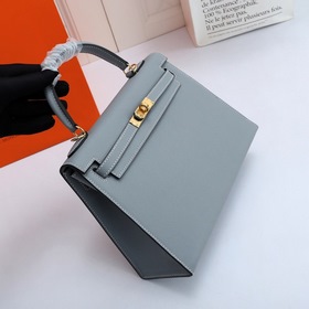 Сумка Hermes Kelly через плечо, льняная, серебряной застежкой, ко