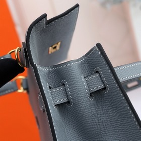 Сумка Hermes Kelly через плечо, льняная, серебряной застежкой, ко