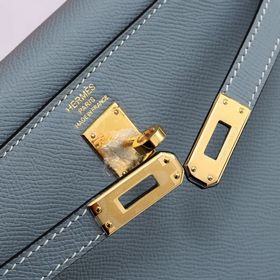 Сумка Hermes Kelly через плечо, льняная, серебряной застежкой, ко