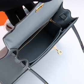 Сумка Hermes Kelly через плечо, льняная, серебряной застежкой, ко