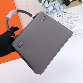 Сумка Hermes Kelly через плечо, железо-серый с золотыми застежкам