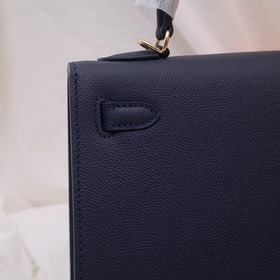 Сумка Hermes Kelly через плечо, синий с золотыми серебряными заст
