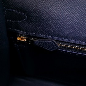 Сумка Hermes Kelly через плечо, синий с золотыми серебряными заст