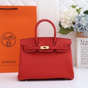 Сумка Hermes Birkin, китайский красный, золотая и серебряная заст