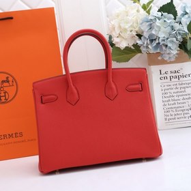 Сумка Hermes Birkin, китайский красный, золотая и серебряная заст