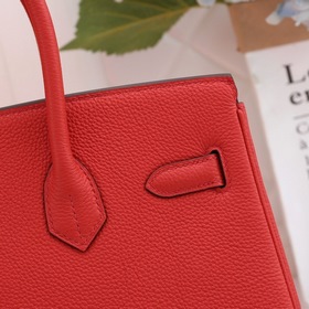 Сумка Hermes Birkin, китайский красный, золотая и серебряная заст