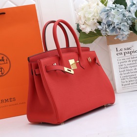 Сумка Hermes Birkin, китайский красный, золотая и серебряная заст