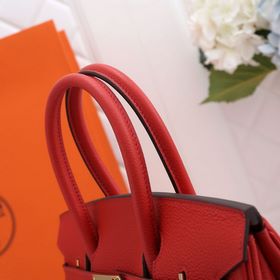 Сумка Hermes Birkin, китайский красный, золотая и серебряная заст