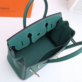 Сумка Hermes Birkin, зеленая, с золотыми серебряными застежками. 