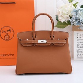 Сумка Hermes Birkin, золотисто-коричневая, золотая и серебряная з